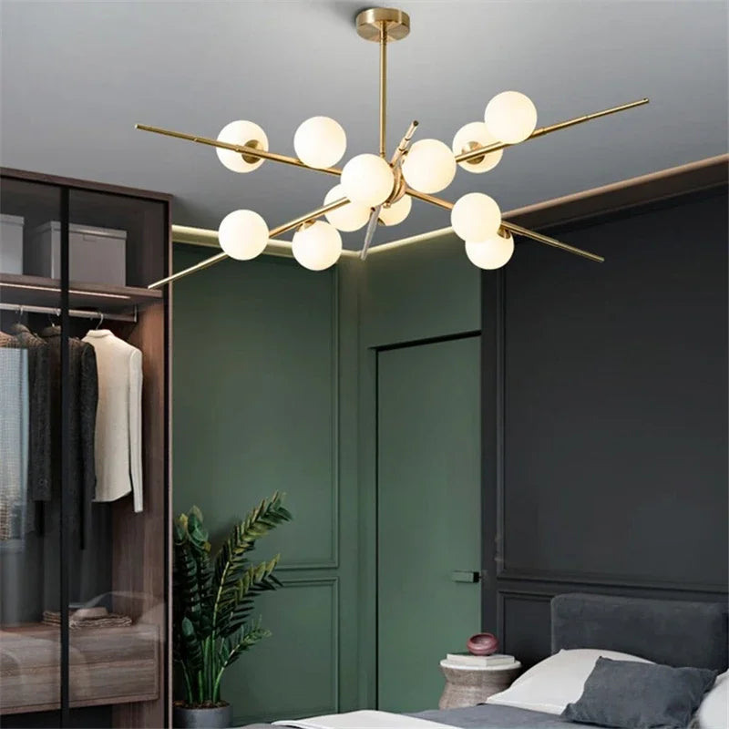 Afralia™ LED Glass Ball Pendant Light: Modern Nordic Chandelier for Living Room, Dining Room, and Cafe