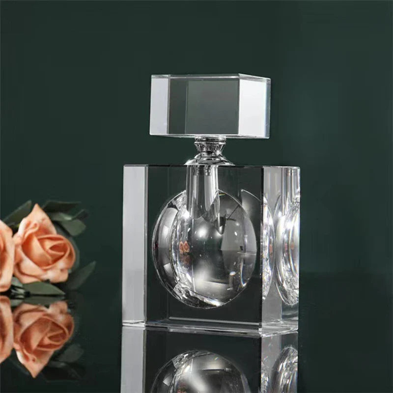 Afralia™ Crystal Perfume Bottles: Elegant Transparent Square Storage Tank for Home Decor