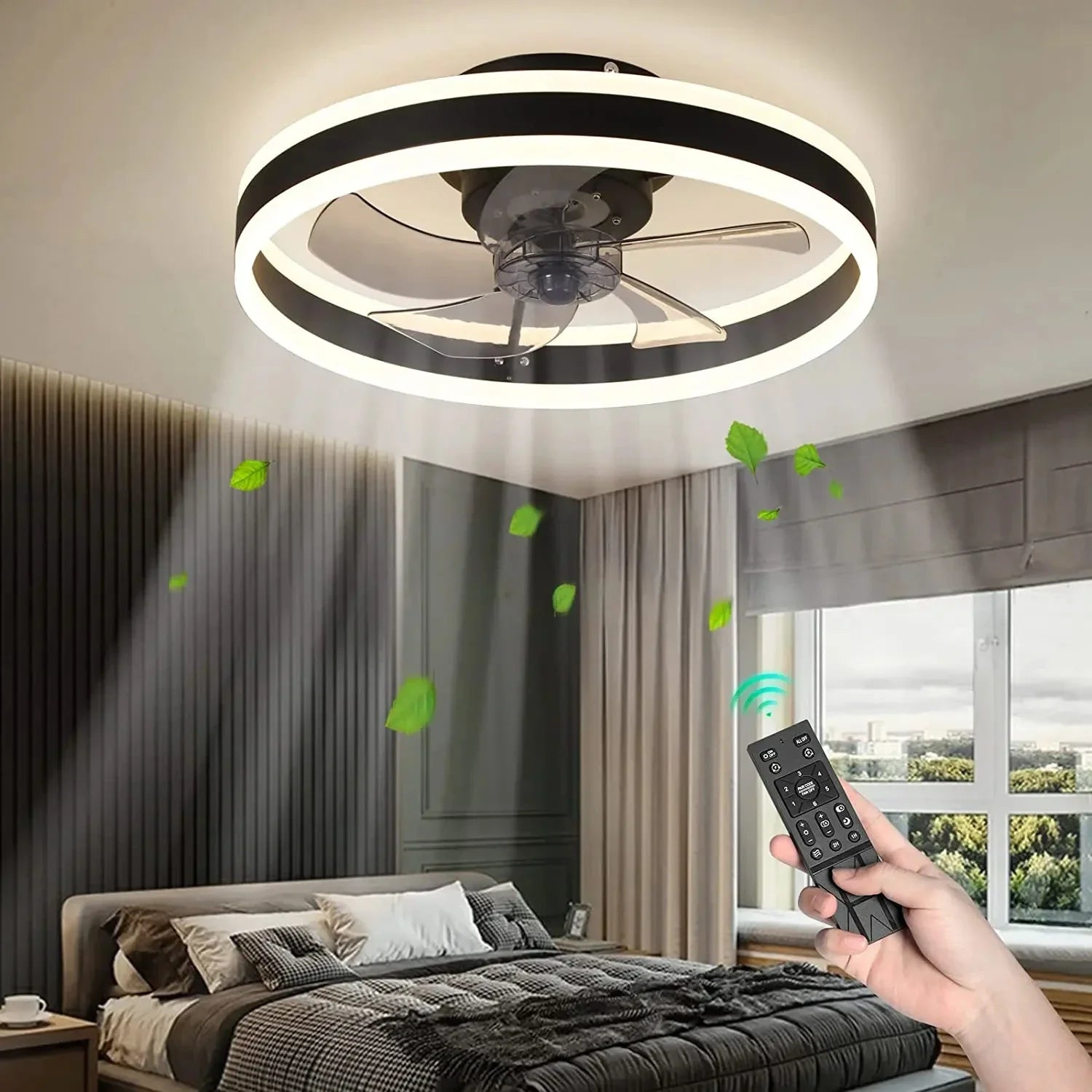 Afralia™ LED Dimmable Ceiling Fan Light with Remote Control for Modern Spaces