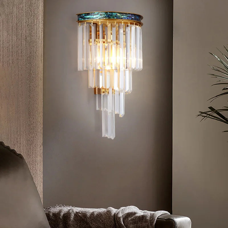 Afralia™ Shell Glass Rod Wall Lamp Modern Light Living Room Bedroom Study LED Lighting