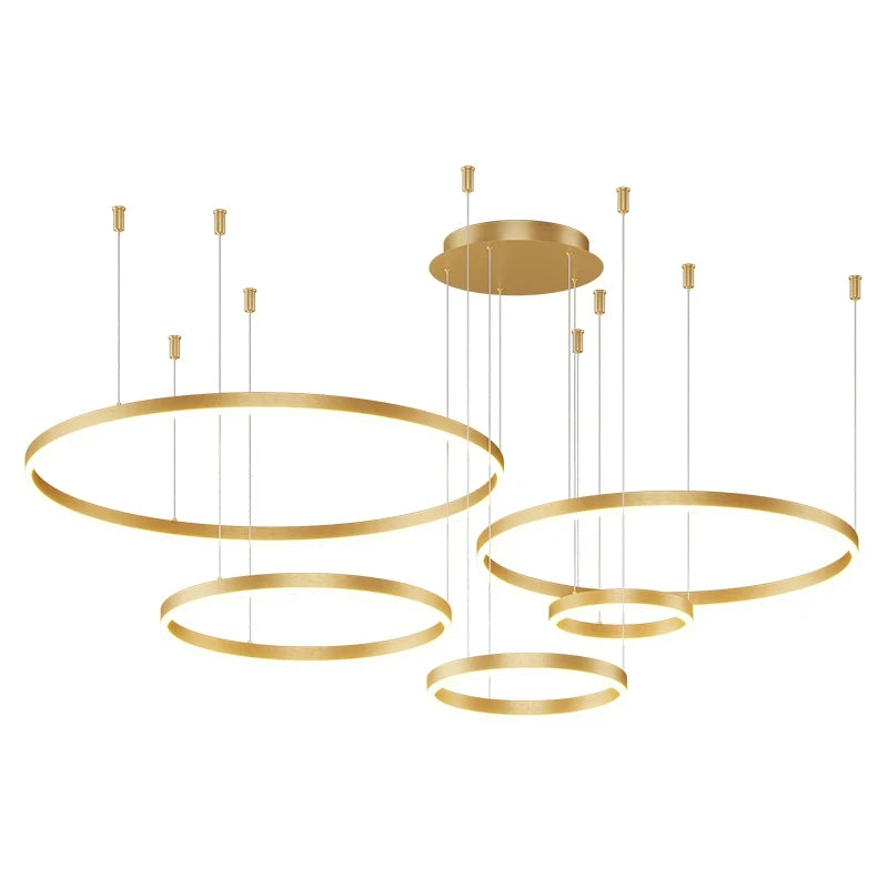 Modern LED Circular Ring Chandelier - Contemporary Lighting Fixture for Living, Bedroom, and Dining Room