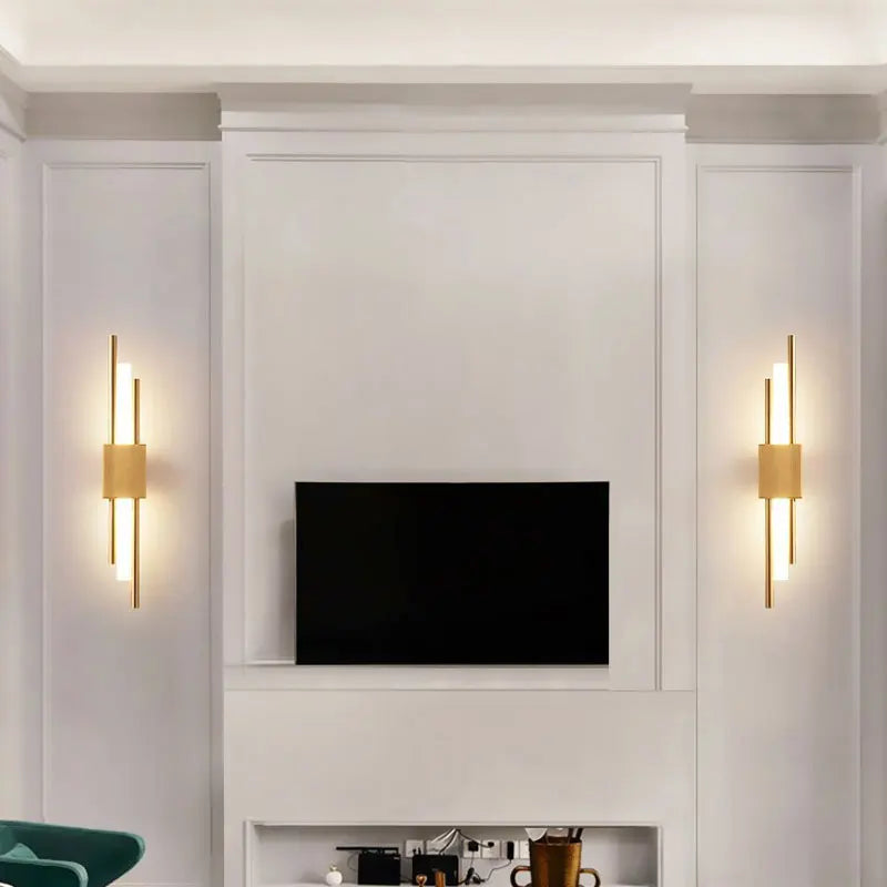 Afralia™ Modern LED Black/Gold Wall Lamp for Living Room Bedroom Decor