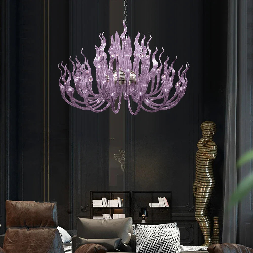 Afralia™ Clear Glass Crystal Pendant Chandelier for Dining Living Room Bedroom