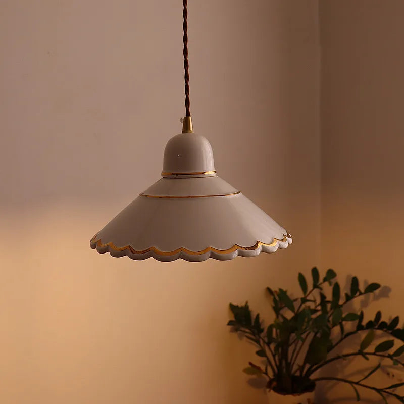 Afralia™ LED Pendant Lamp Modern Style Home Lighting Living Room Study Bar White Flower Ceramic
