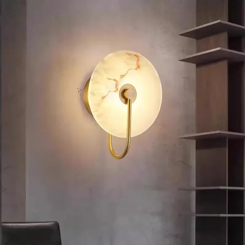 Afralia™ Marble LED Wall Sconce for Bedroom Living Room, Modern Decorative Lighting for Hotel Hallway, Aisle
