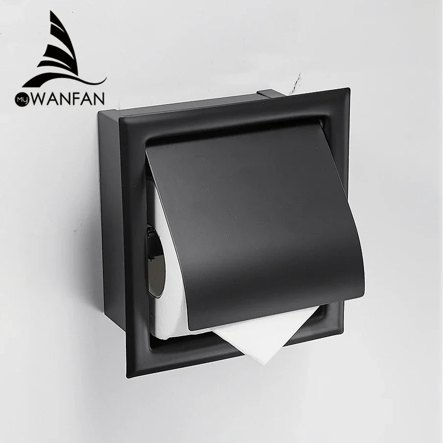 Afralia™ Stainless Steel Toilet Paper Holder Chrome Wall Mounted Concealed Bathroom Tissue Box