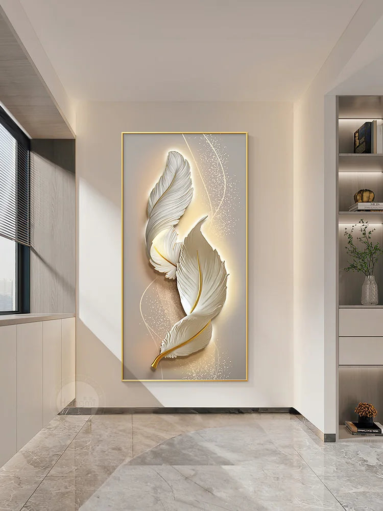 Afralia™ Feather Hanging LED Wall Lamp for Home Decor