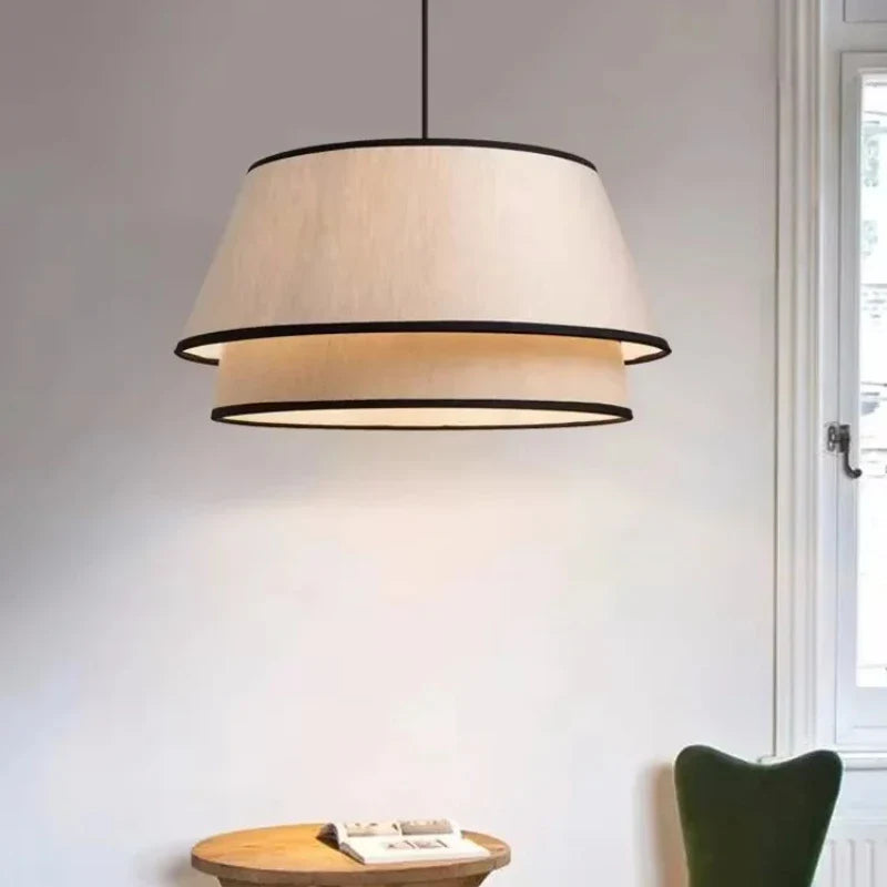 Afralia™ Tiered Drum Fabric Chandelier: Japanese Wabi Sabi Ceiling Light for Home Decor