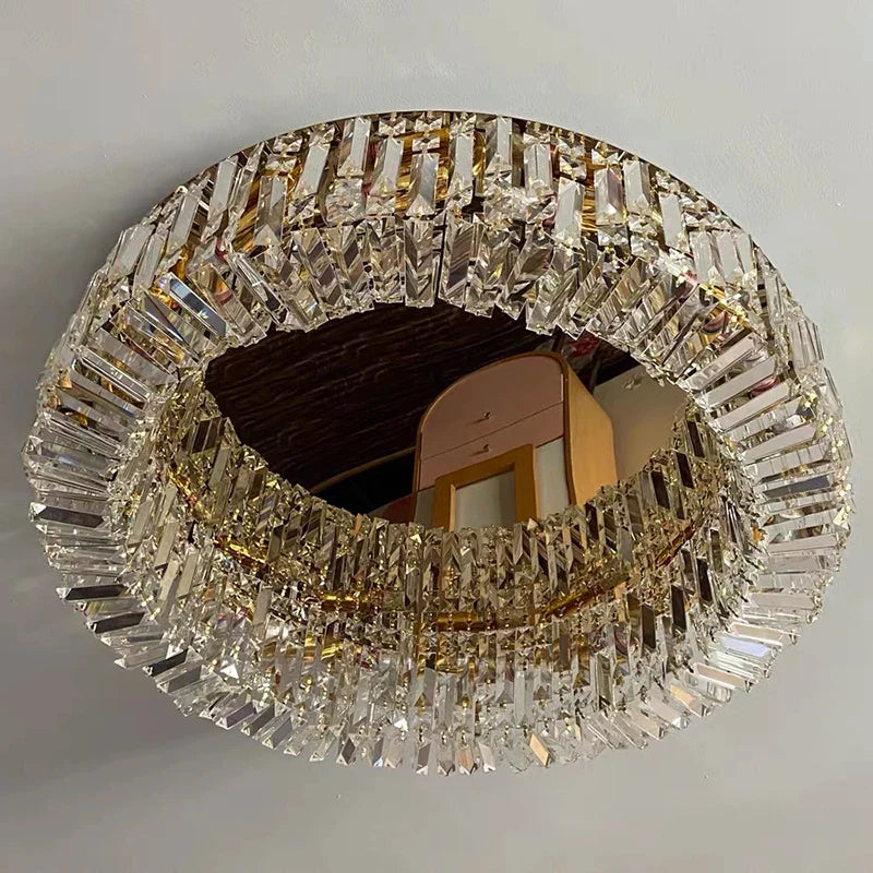 Afralia™ Crystal LED Ceiling Lamp for Chic Living, Bedroom, and Dining Room