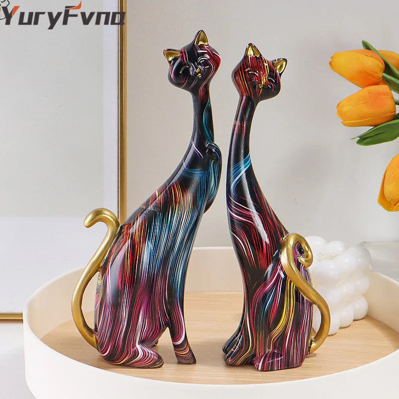 Afralia™ Modern Egyptian Cat Statue for Home Decor and Office Accessories