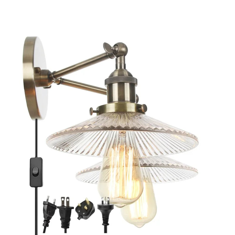 Afralia™ Industrial Vintage Loft 2-Light Plug In LED Wall Lamp