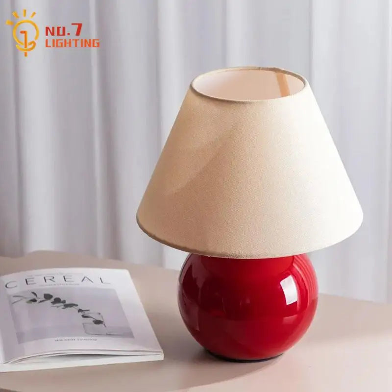 Afralia™ Chestnut Glass Table Lamp LED E27 Desk Light for Bedroom Living Room