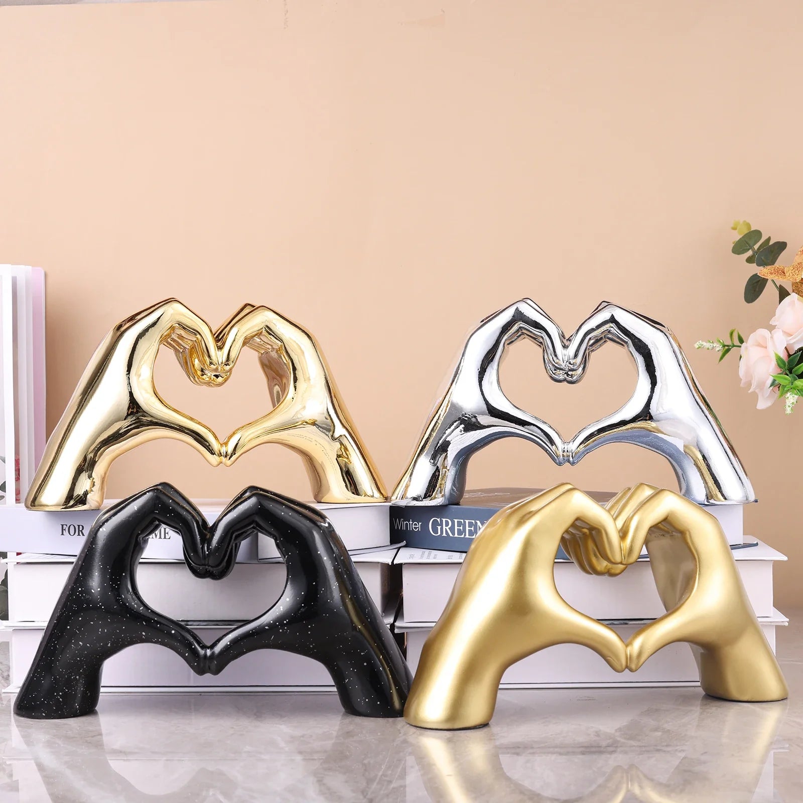 Afralia™ Loving Gesture Heart Sculpture: Home Decor, Wedding Gift, Valentine's Day Decor