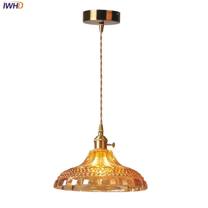 Afralia™ Orange Glass LED Pendant Lights with Knob Switch, Nordic Design