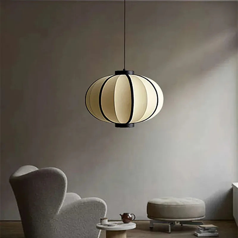 Piet Lanterns Pendant Lamp by Afralia™: Simple Fabric Bedroom Light & Dining Room Decor