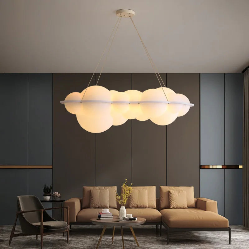 Afralia™ LED Cloud Pendant Lamp for Living Room Bedroom Restaurant Shop Indoor – Milky Cloud Lamp
