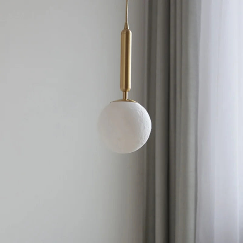Afralia™ White Glass LED Pendant Lamp Copper Adjustable Hanging Light