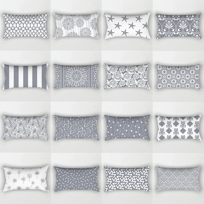 Gray Geometric Pillowcase Short Plush Cushion Cover for Home Decor - Afralia™