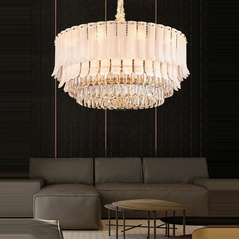 Afralia™ Crystal Feather Ceiling Pendant Lights for Luxury Home Decor & Living Room