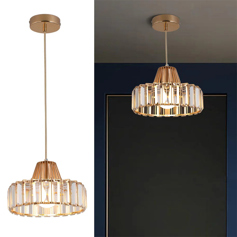 Afralia™ Mini Gold/Black Crystal Pendant Light: Modern Luxury Ceiling Hanging Lamp for Dining Room