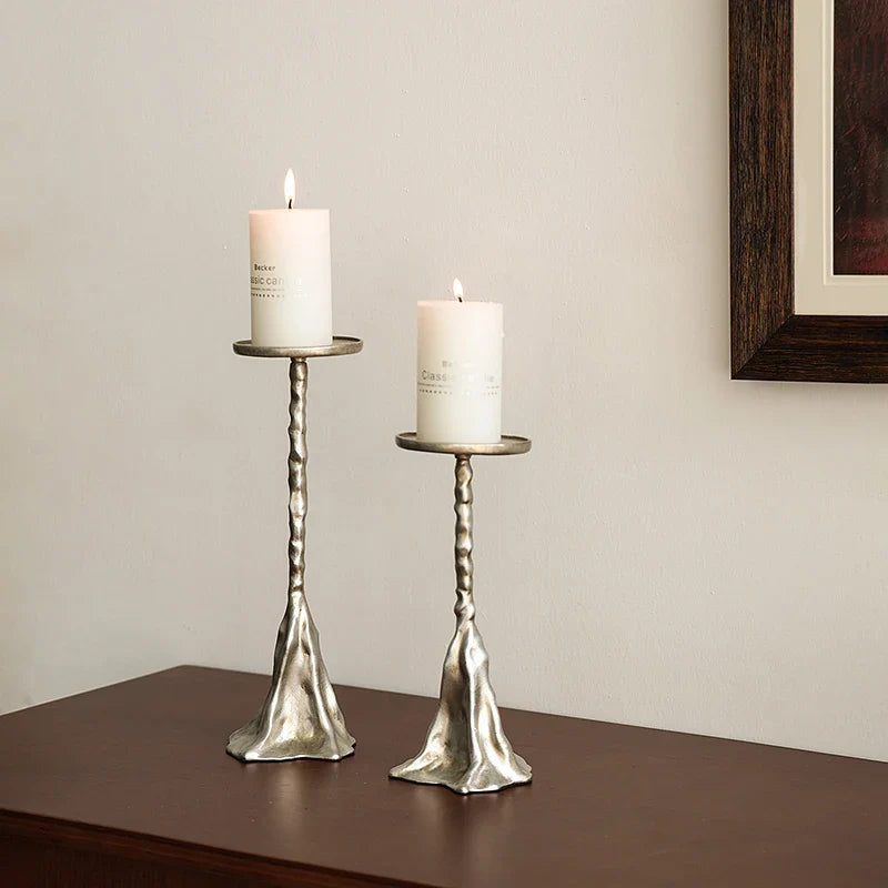 Afralia™ Metal Silver Candlestick Light for Luxury Porch Decor