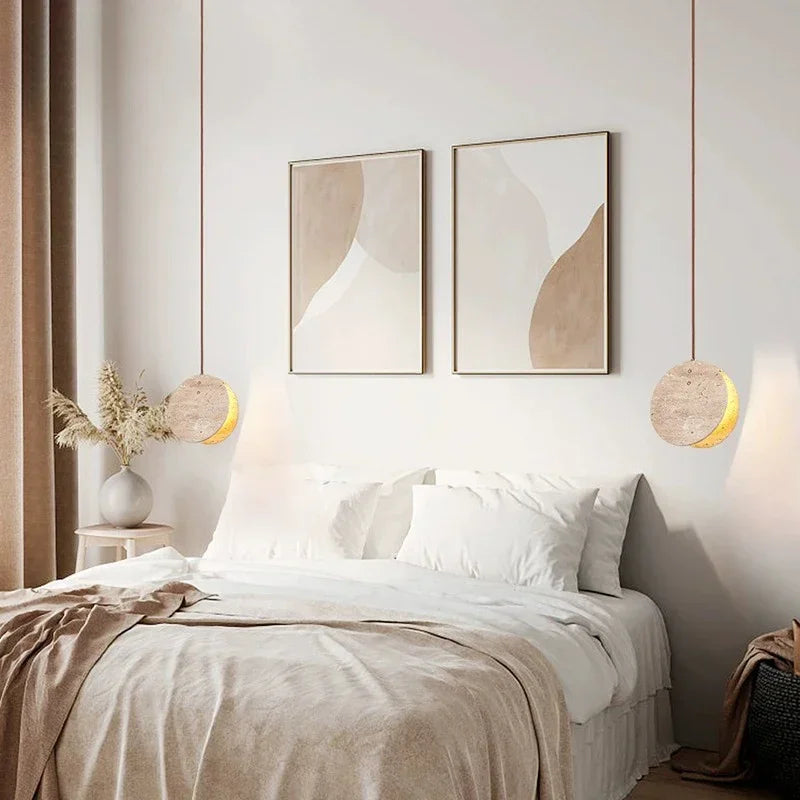 Afralia™ Stone Cream Chandelier: Elegant Pendant Lighting for Bedroom and Beside Tables