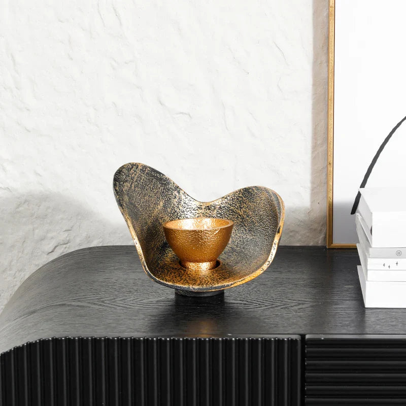 Afralia™ Gold Geometric Candlestick Bowl - Elegant Home Decor & Centerpiece