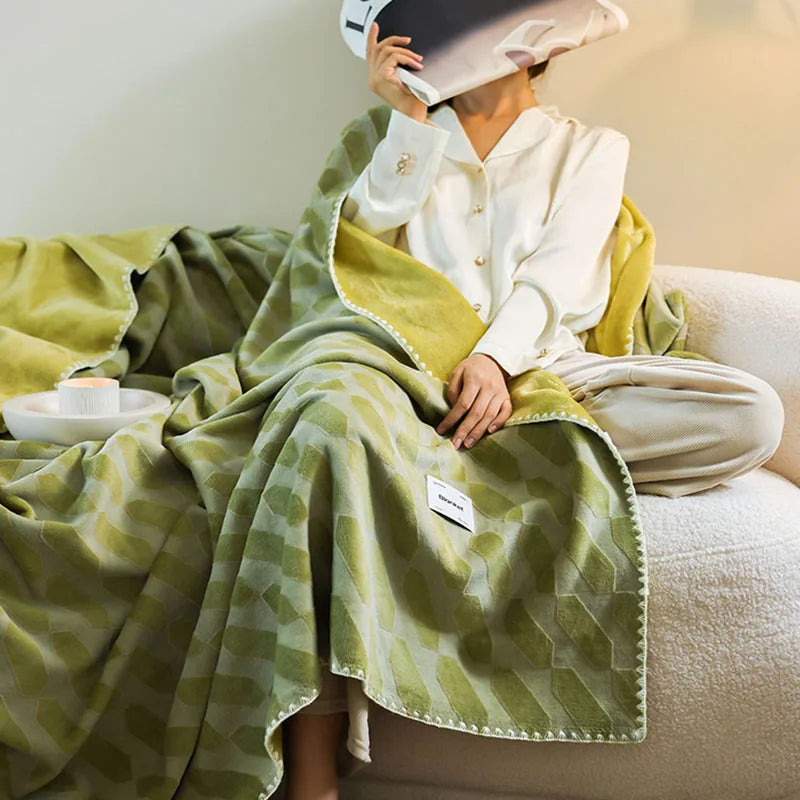 Afralia™ Nordic Jacquard Sheep Fleece Blanket for Single Double Size