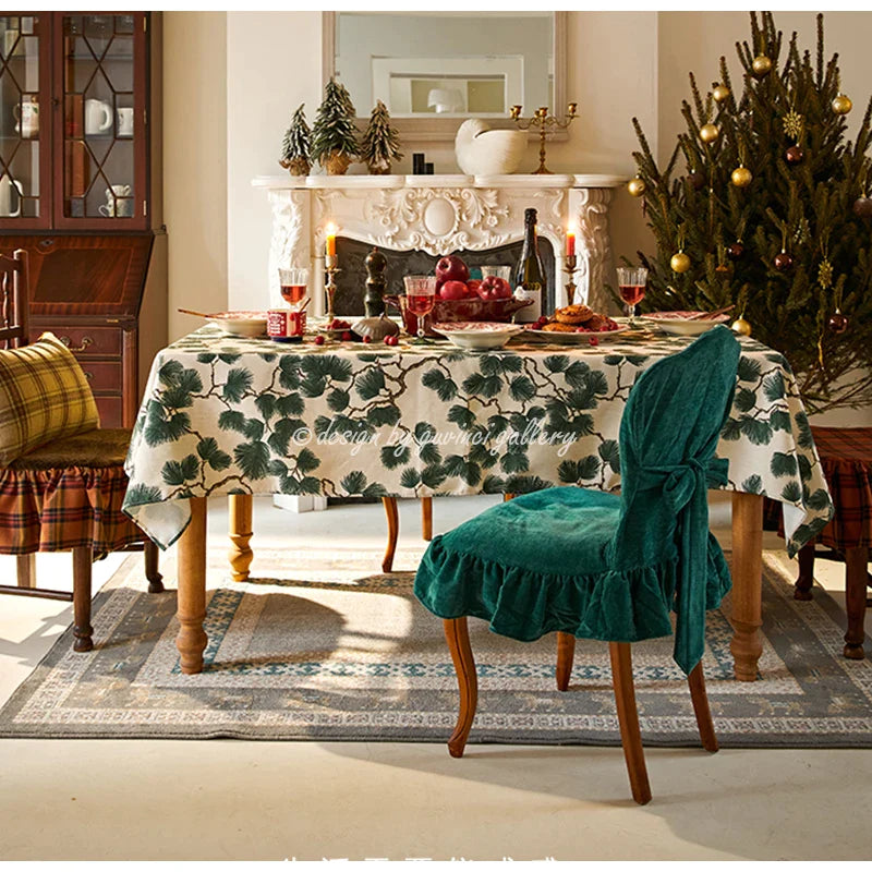 Afralia™ Japanese Pine Tree Tablecloth - Luxury Cotton Linen Texture Vintage Art