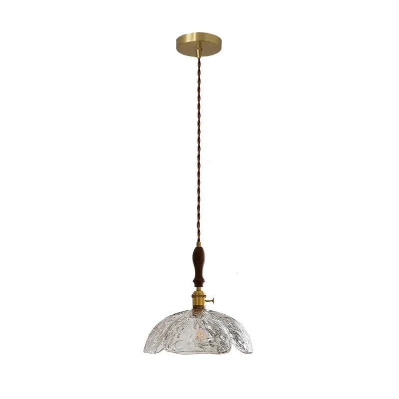 Afralia™ Vintage Copper Wood Flower Lampshade Pendant Light for Cafe Bar Loft