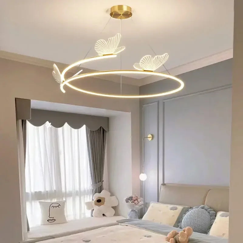 Afralia™ Modern Butterfly Chandelier Minimalist LED Pendant Light for Home Decoration