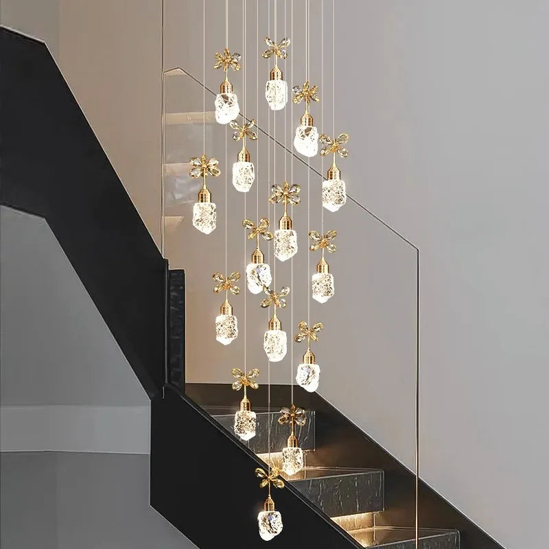 Afralia™ Nordic Stair Chandelier Ceiling Light for Living Room Dining Room Indoor Lighting