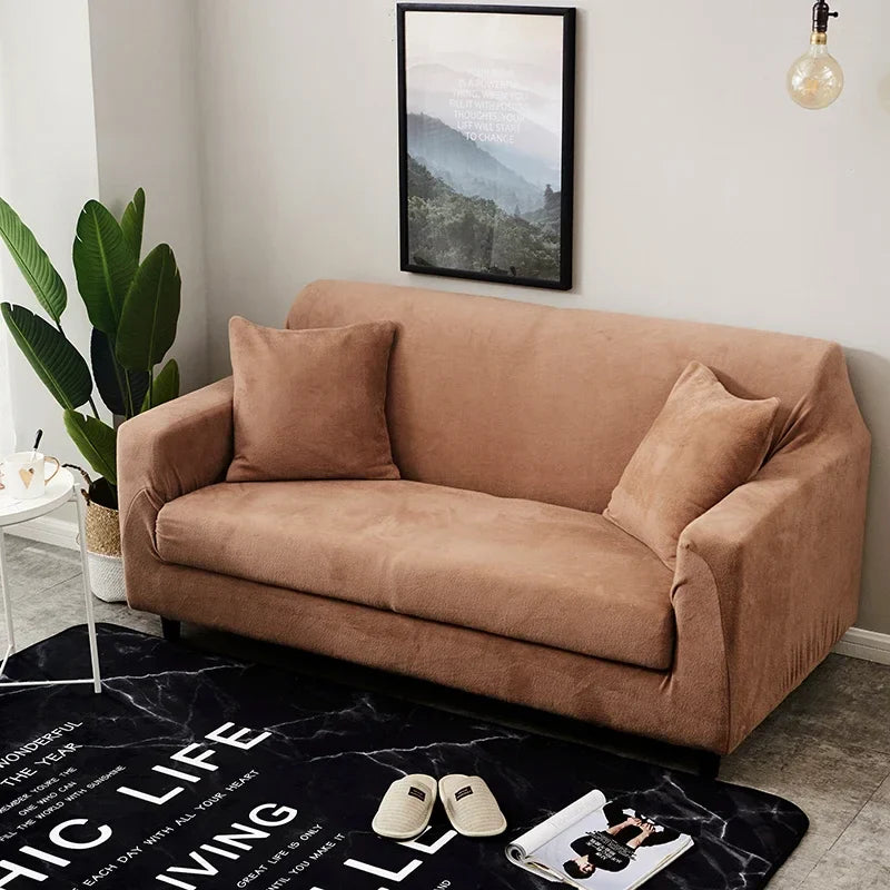 Afralia™ Solid Color Elastic Thicken Sofa Cover - Soft Stretch Spandex Slipcover