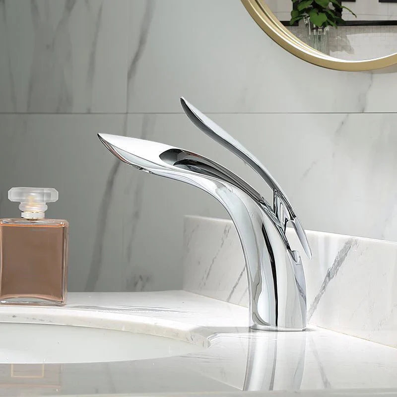 Afralia™ Brass Basin Faucet: Hot & Cold Water Mixer for Bathroom Vanity Sink