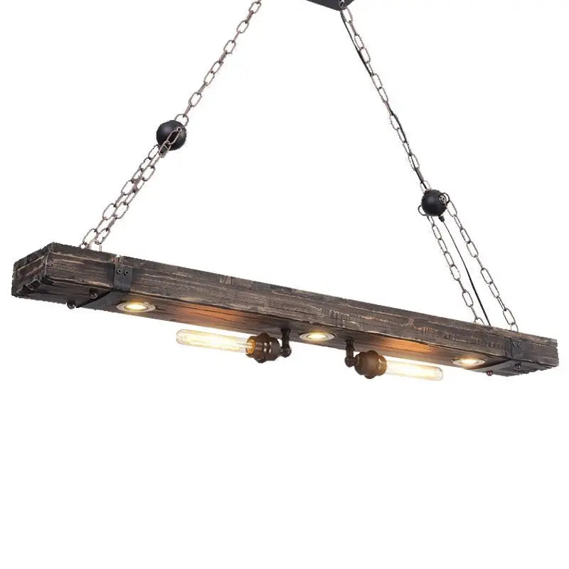 Afralia™ Retro Industrial Vintage Wood Chandelier for Coffee Restaurant Bar Spotlights