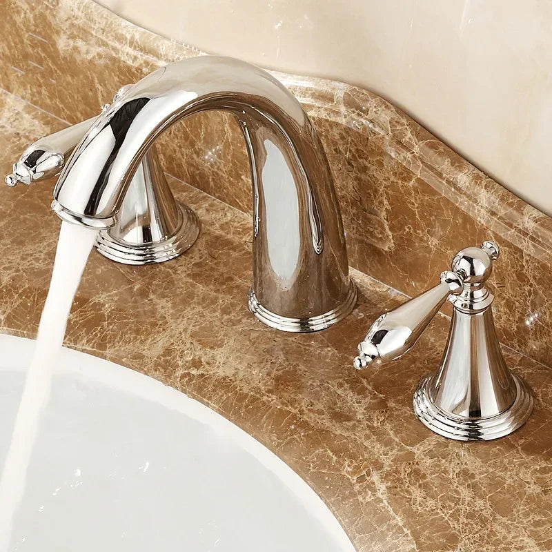 Afralia™ Widespread Dual Handle Basin Faucet Mixer Tap - 3 Hole Deck Mount