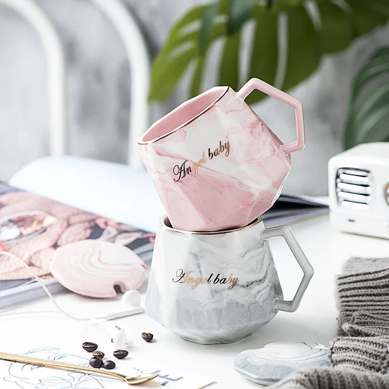 Afralia™ Marbled Ceramic Coffee Mug Set, Nordic Design, Ideal for Couples, Weddings, and Gifts