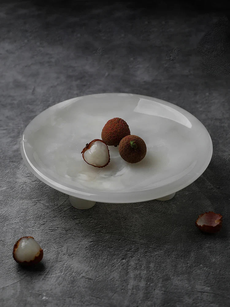 Afralia™ White Onyx Marble Vanity Tray - Elegant Organizer for Dresser and Coffee Table