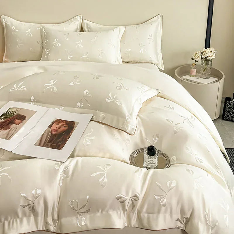 Afralia™ Faux Silk Jacquard Bedding Set: High-End Comforter Cover, Soft Bed Set