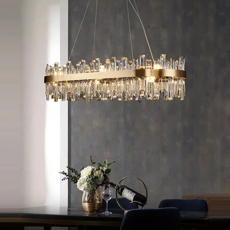 Afralia™ Crystal LED Chandelier for Luxurious Living & Dining Spaces