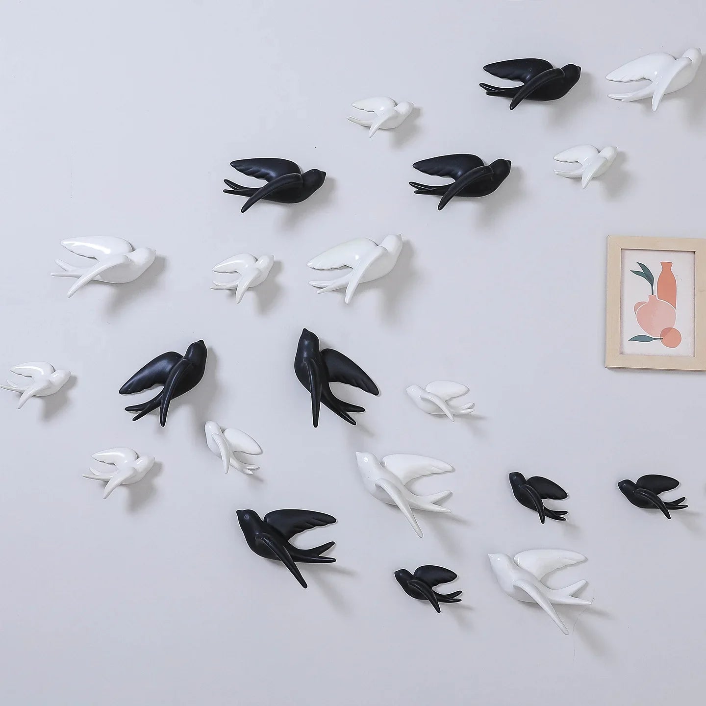Afralia™ Swallow Ceramic Wall Decor Handicrafts: Stylish 3D Bird Background Room Accessories