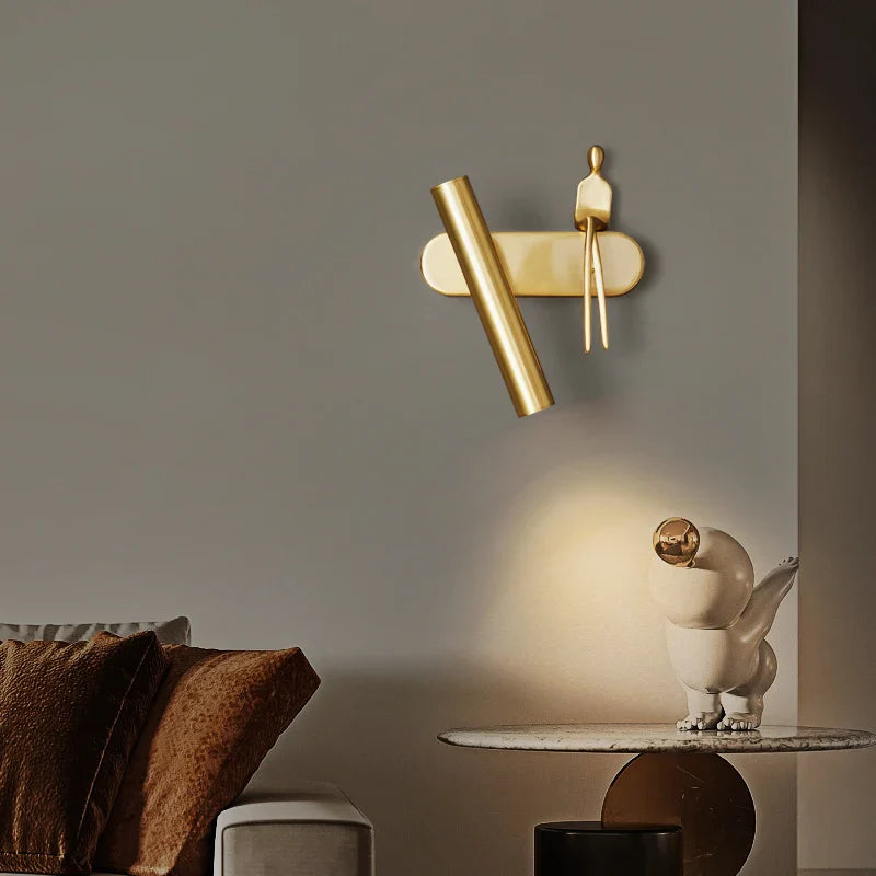 Afralia™ Modern Copper Brass Wall Light with Adjustable LED Colors