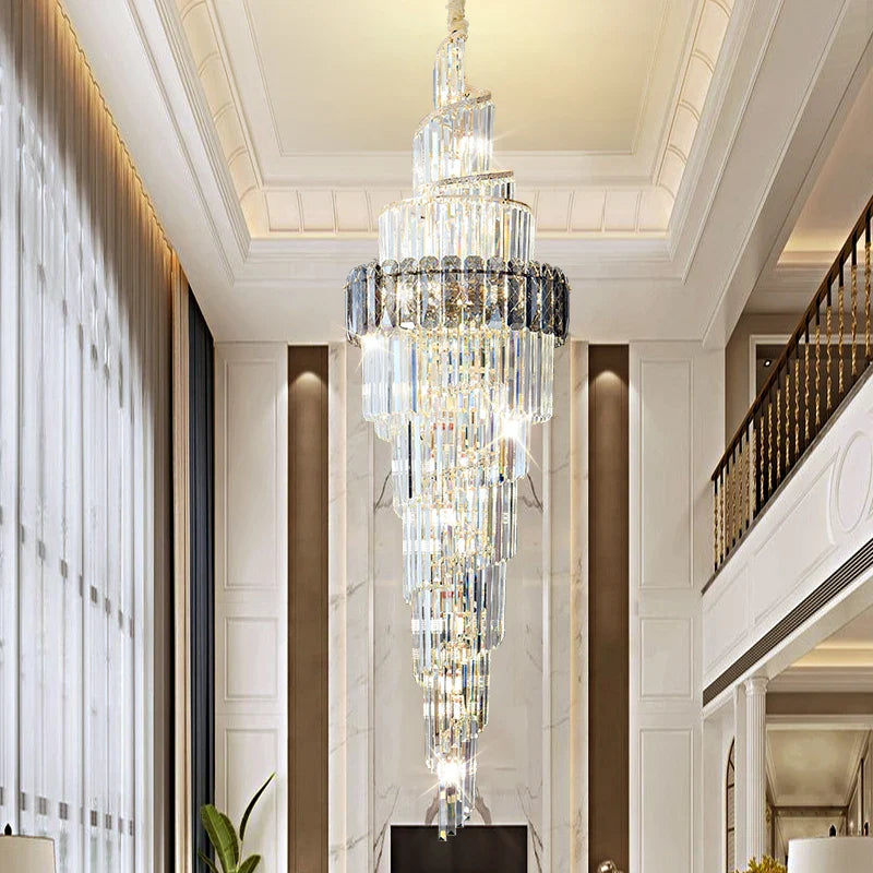 Afralia™ Spiral Staircase Chandelier: Luxury Postmodern Loft Light for Hotel, Villa, KTV