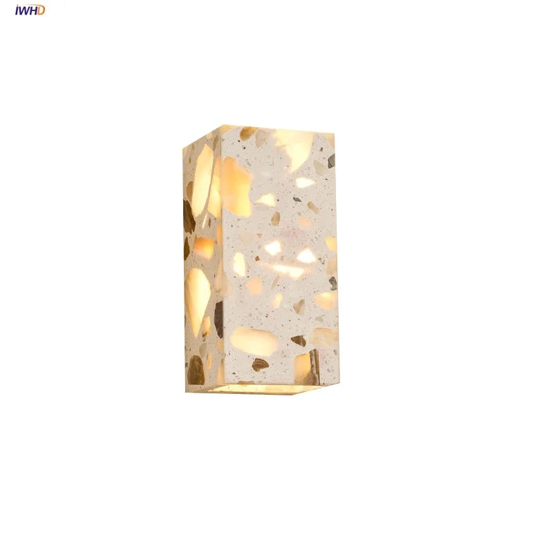 Afralia™ Terrazzo Stone LED Wall Lights | Waterproof Outdoor Bedside Lamp