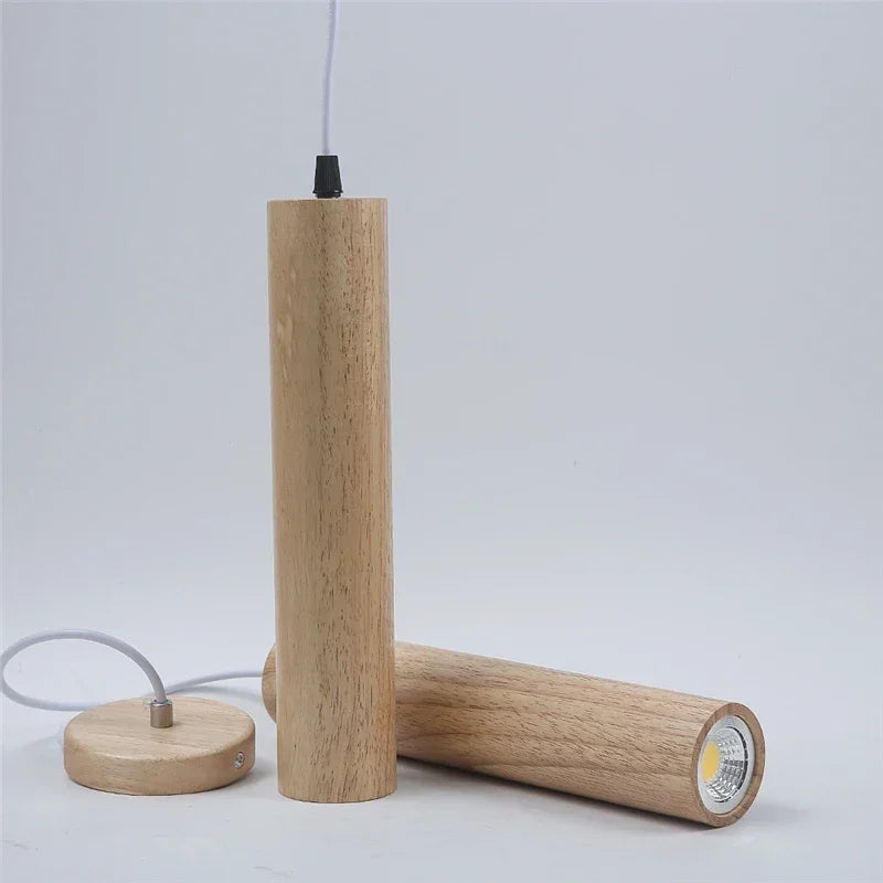 Afralia™ Nordic Wood Pendant Lights LED Downlights for Kitchen Bar Bedside Lamp