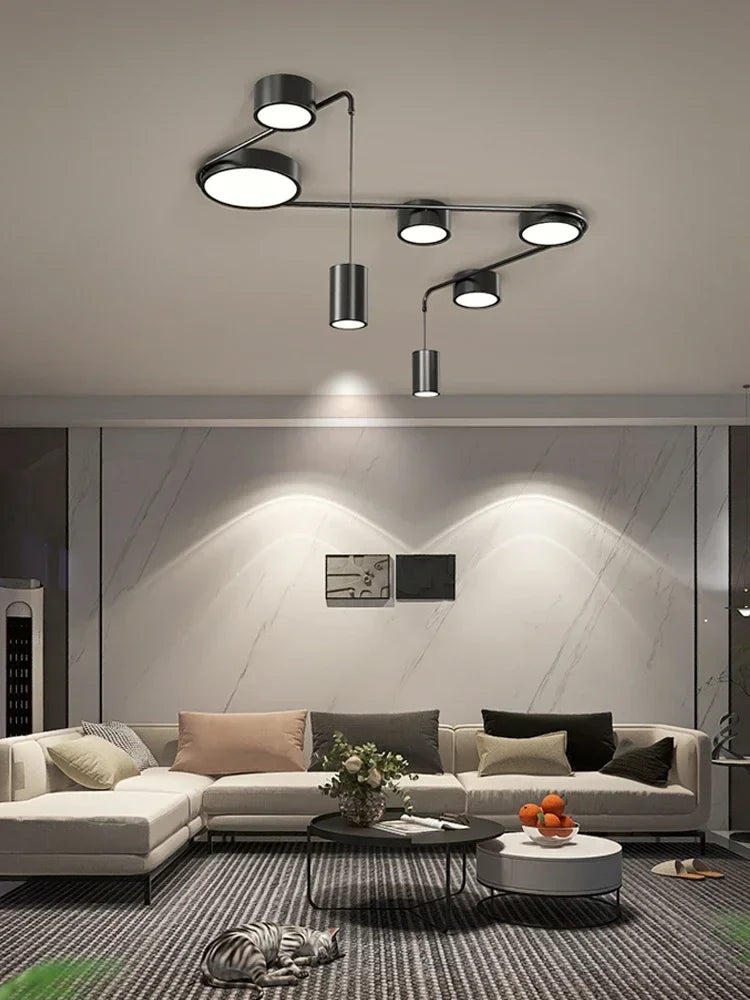 Afralia™ Modern LED Chandeliers Black Indoor Lighting for Living Dining Study Bedroom Hall Kitchen