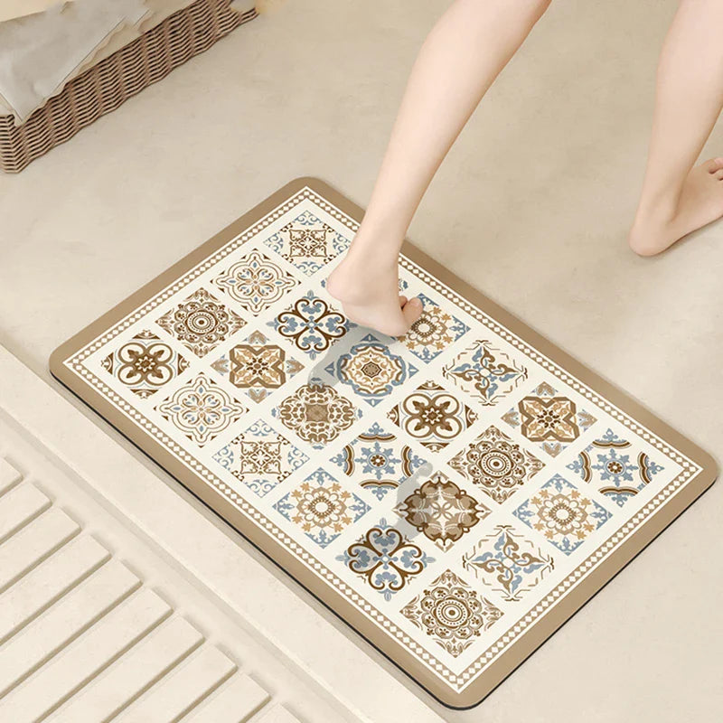 Afralia™ Diatom Ooze Absorbent Bathroom Mat: Vintage Style, Anti-Slip, Easy to Clean