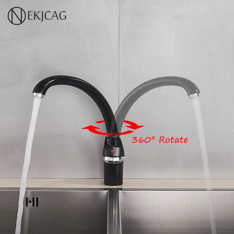Afralia™ Modern Black Sink Faucet Curved Basin Mixer, Cold Hot Water Dots