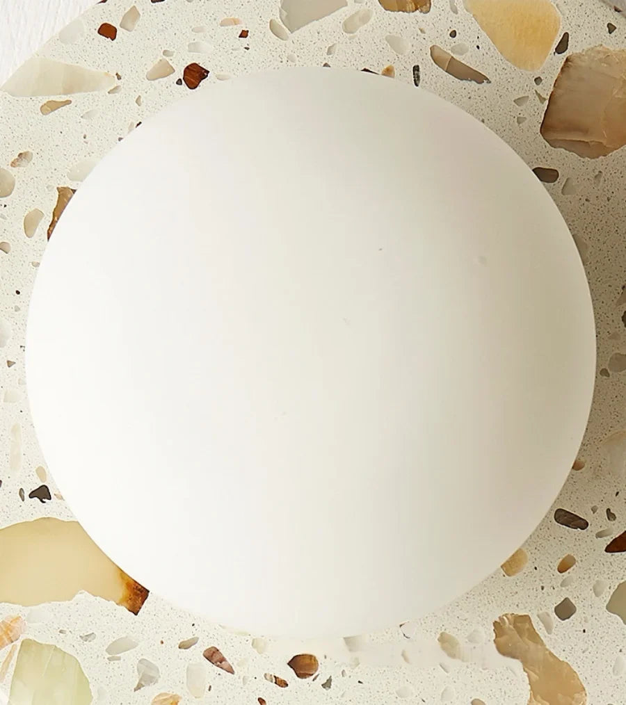 Afralia™ Terrazzo Stone Glass LED Wall Light Fixture with Pull Chain Switch