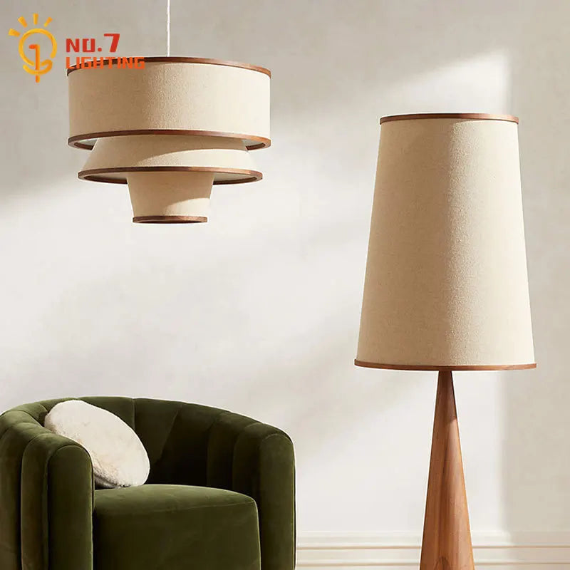 Afralia™ Zen Solid Wood LED Floor Lamp with Cloth Lampshade for Home and Cafe